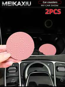 MEIKAXIU 2pcs 3D PU Leather Star Pattern Car Cup Holder Coasters - Non-Slip Material Made Of Natural Rubber, 2.76 Inches, Washable, Perfect For Car Interior Accessories - Suitable For Car Owners - Suitable For Daily Use - Great Gift For Car Enthusiasts Women - Star-shaped PU Leather Version - View 12