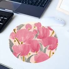 1 Cute Pink Flower Mouse Pad, Office Desk Circular Mouse Pad, Small Mini Travel Mouse Pad With Anti Slip Rubber Base, 7.87 Inch Diameter Suitable For Work Wireless Computer Laptop, Office Desk Accessory Single 47g - View 14