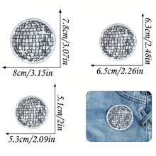 3pcs Shiny Disco Ball Embroidery Patches, Party Theme Fabric Appliques, Iron-On Or Sew-On DIY Decor For Hats, Jackets, Suitcases, Home - Ironing Style - View 6