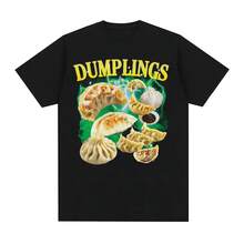 Funny Rangoon Crab Dumpling Meme Food T-Shirt, Vintage Fashion 90s Women's T-Shirts, Casual Short Sleeve Crew Neck T-Shirt - Multicolor - View 1