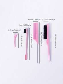 Popular 12 Pieces Pink Hair Comb & Clip Styling Set, Edge Brush Metal Rat Tail Comb Section Clips, Professional Salon DIY Hair Tools Ladies - 12-piece Set - View 2