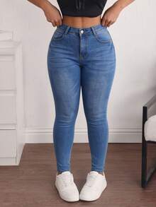 Women's Skinny Jeans With A Figure-Enhancing Design - 藍色 - 查看 2