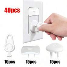 50個/40個/30個/20個 嬰兒插座保護蓋，兒童防電擊保護蓋附2把鑰匙，防止電擊並保護家居，ABS材質適用於不常使用的插座，易安裝與拆卸的標準插座裝置，9個三孔/9個兩孔 - 彩色 - 查看 11