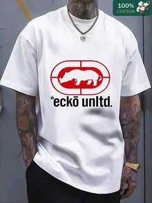 1 pieza de camiseta con diseño Ecko Unltd - Camiseta de moda casual de algodón puro de manga corta, ajuste cómodo adecuado para uso diario - Ideal para entusiastas de la moda urbana, esencia - Negro - Ver 1