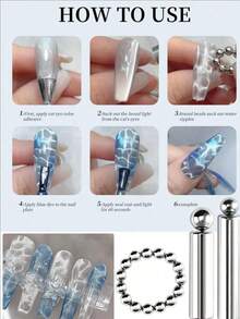 Round Magnetic Bead Snowflake Water Ripple Nail Art Magnet, Detachable Strong Cylindrical Magnet, Professional DIY Glossy Effect Accessory, Nail Salon, Convenient Magnetic Suction Suitable For Beginners And Hobbyists, Nail Art Supplies, Summer Nail Art Tool - Silver - View 9