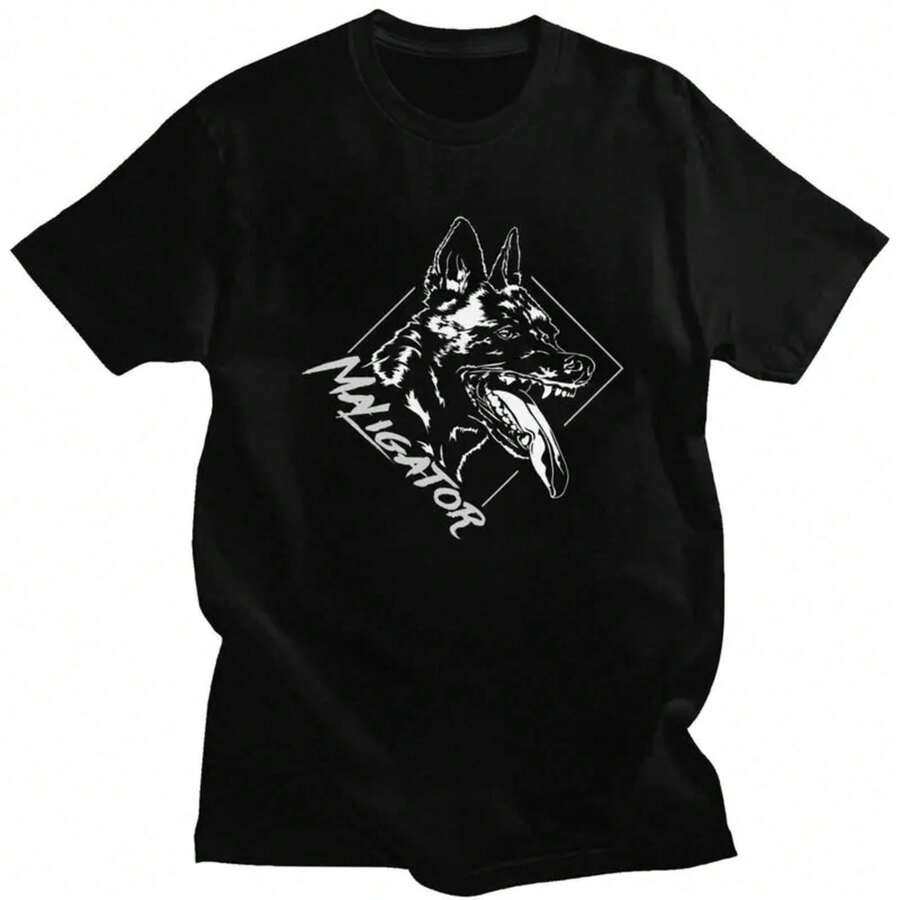 Clothes;Summer TopsCustom Belgian Malinois Maligator Dog T Shirts For Men 100% Cotton Tees Belgian Shepherd Tshirt T-Shirt Clothessummer Outfits CKEV - 黑色 - 查看 1