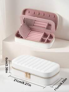 Large Capacity PU Leather Jewelry Box Storage Bag, Travel Jewelry Box With Multi-Layer Compartments For Necklaces Rings And Earrings, Portable Jewelry Organizer - Multicolor - View 20