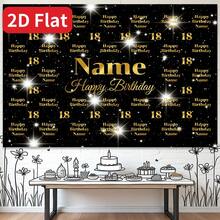 (Customized) 2Dflat Banner Custom Numbers And Names Black Gold Glitter Party Banner Thickened Durable Polyester Background Suitable For Wedding Anniversary Anniversary Sweet 16 Birthday Party  Photography Backdrop - 黑色 - 查看 7