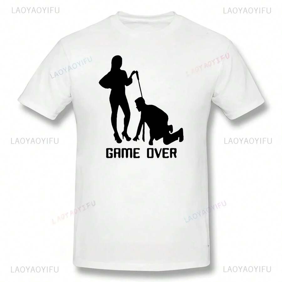 Great ! Bride And Groom Themed T-Shirt, Funny Printed T-Shirt For Bachelor Party, Men's Summer Short Sleeve Fashion Casual T-Shirts Harajuku - 彩色 - 查看 1