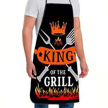 1pc Men's Funny BBQ Apron, 100% Polyester Fiber, 140g/Sqm, Perfect Father's Day Gift, Stain-Resistant And Easy To Clean - (21.65 X 26.77 Inches) 55 X 68 cm - View 4