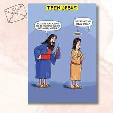 1 Set Funny Young Jesus Birthday Card: Humorous And Interesting Pattern Greeting Card, Creative Birthday Blessing Card, Suitable For Men And Women, Perfect For Family Or Friends - A - View 1