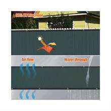 5'x7' Privacy Fence Mesh, 160GSM HDPE, 90% Privacy, Breathable, UV & Water-Resistant, Easy Install, Green - Black - View 3