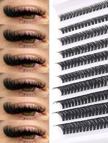 10 Rows 60D D Curl Lash Clusters Set, Faux Mink Thick Eyelash Extensions, Multi-Length Fluffy Dramatic Individual Lashes, Professional DIY Cluster Lashes For All Makeup Looks - D - View 7
