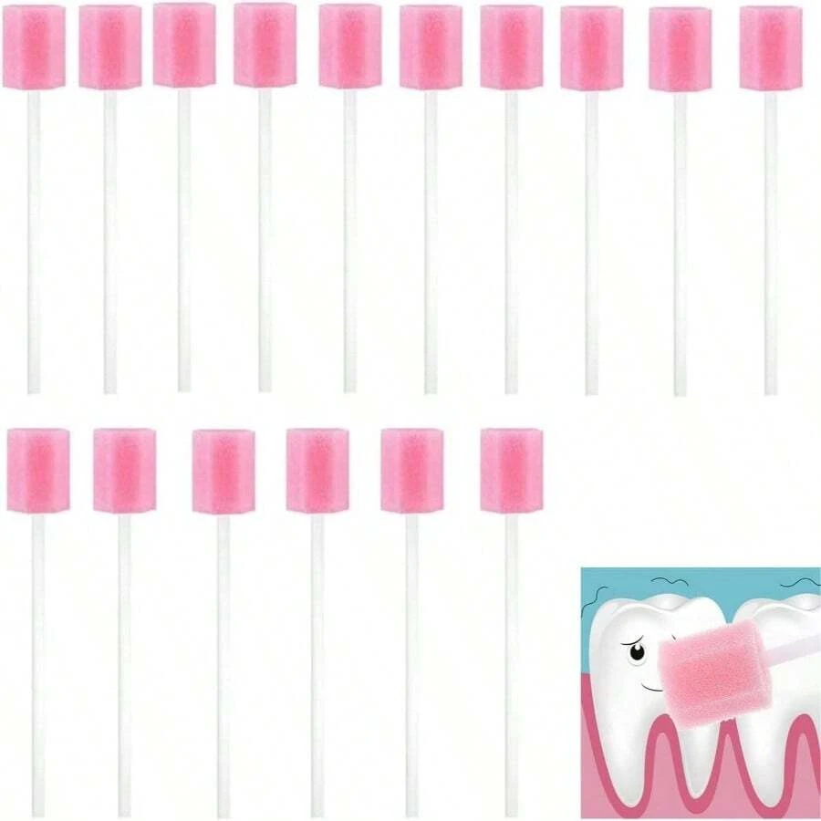 Hisopos Esponja Desfalleado Care de Esponja Swab, Desechables Hisopos Orales, Cuidado Oral Hisopos, Swab Dental Swabsticks para Limpieza de Del Diente, Dientes Limpieza de Los Hisopos Rosa - Rosa - Ver 1
