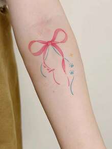 3 Peças de Autocolantes de Tatuagem com Padrão Combinado de Coração em Forma de Laço Rosa Doce e Fresco, Autocolantes de Tatuagem Temporária, Design de Tatuagem Realista, Adequado para Viagens, Festivais de Música, Jogos, Presentes de Formatura, Dura 3-5 Dias - Multicolorido - Ver 7