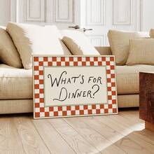 1pc Canvas Wall Art With Frame, "What To Eat Tonight?" Canvas Mural, Vintage Red Plaid Border Kitchen Quote Painting, Retro Cursive Text Art, Stylish Poster For Dining Room And Kitchen, Fun Food Lover Home Decor Gift, Home Decor, Room Decor Aesthetic, Apartment Decor, Bedroom Decor, Living Room Decor, Best Gift For Friends, Housewarming Gift, Mother's Day Decor, Father's Day Poster, Wedding Gift, Campus Poster - Text Poster - View 10