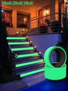 1/3 Roll - Safety Tape With Night Light Function, Size 1cm*300cm - Self-Adhesive, Suitable For Stairs, Walls And Outdoor. Night Light Effect [Random Style; Color May Vary; Packaging Is Also Random] - Multicolor - View 1