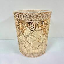 Luxury European-Style Gold Trash Can, Metal Electroplated Shell + PVC Lining, Suitable For Kitchen, Dining Room, Living Room, Small Desktop Trash Can, Exquisite Pattern - Multicolor - View 12