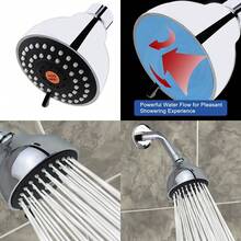 YOO.MEE High Pressure Fixed Shower Head - Strong Powerful Pressure Boosting against Low Flow Showers- 3 Function Wall Mount Rain Shower - Removable Water Restrictor - Luxury Chrome - como en la imagen - Ver 1