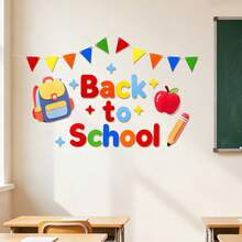 WELCOME Back To School Season Party Decoration Backdrop Set Banner Bunting Flag Holiday Gathering Celebration Backpack Pencil School Bus Apple Stationery Letter Theme Hanging Decor - Multicolor - View 9