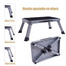 Taburete Plegable Taburete Plegable Antideslizante para Niños y Adultos Banqueta Plegable con Asa de Transporte con Plataforma Antideslizante y Pies Gruesos de Goma para Casa Cocina Armario. - negro plateado - Ver 7