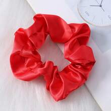 1pc Satin Velvet Hair Tie, Pure Red Hair Tie, Soft And Smooth, Suitable For Women And Girls - Red - View 5