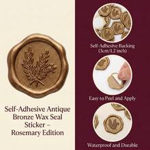 10pcs 3cm Rosemary 2026 Newest Hot-Selling High-Definition 3D Embossed Bronze Wax Seal Stamp Head, Vintage Academic Style Matte Gold Round Face, Wedding Embossing Detail, Compatible With Wax Beads And Wax Melting Furnace, Graduation Season, Promotion Banquet, Teacher Appreciation Banquet, Graduation Commemorative Envelope, Scrapbook DIY Sealing Wax Stamp - Rosemary - View 4