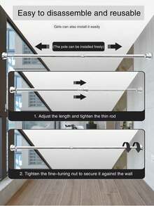Adjustable Curtain Rod Bracket - No Drilling, No Nails Installation, Space-Saving Design, Suitable For Bathroom And Kitchen Storage Organization - A - View 2