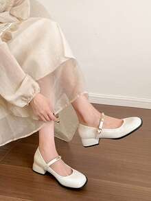 New Spring/Autumn Collection For 2026: French-Style Platform Leather Shoes And British-Style Marie-Chen Shoes. Casual And Versatile Design, Suitable For Both Indoor And Outdoor Wear. - Beige - View 2