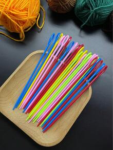 [10pcs/Pack]15cm Extra Long Plastic Needles, Tip Safety Design, No Pricking, No Fabric Damage, Extra Large Oval Eye, Easy Threading For Thick Yarn, Suitable For Crochet, Knitting, Hiding Yarn Ends, And Mending Knitted Garments - 15cm Long Plastic Hand Sewing Needle - View 2