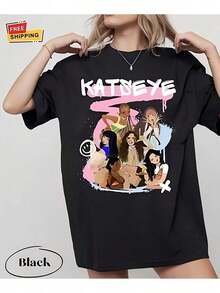 Camiseta Infantil 100% Algodón, Camiseta de Mercancía  de Eye - Una Camiseta de Manga Corta con Estampado de Piedra Preciosa Iconica de Eye, Estética de Caos y Estilo Salvaje, Preferida - Negro - Ver 1