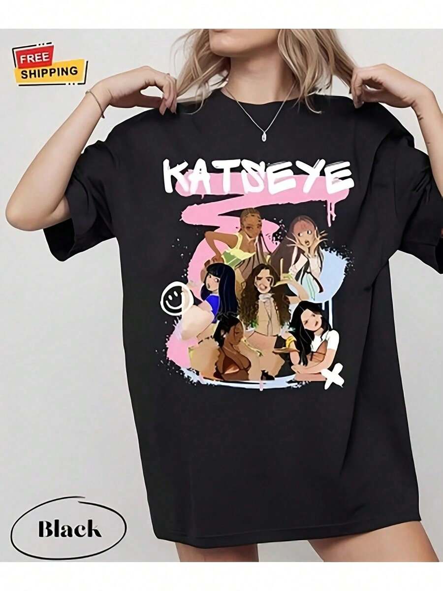 Camiseta Infantil 100% Algodón, Camiseta de Mercancía  de Eye - Una Camiseta de Manga Corta con Estampado de Piedra Preciosa Iconica de Eye, Estética de Caos y Estilo Salvaje, Preferida - Negro - Ver 1