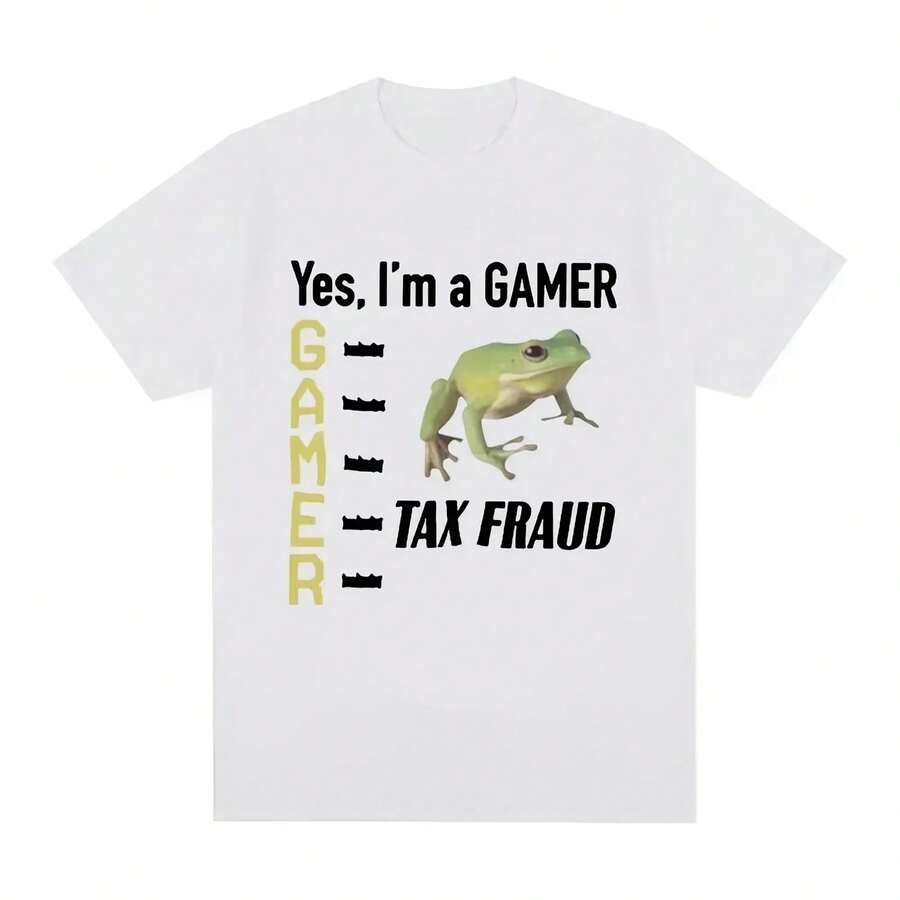Reproductor de juego de fraude fiscal, camiseta divertida de rana , moda para hombre, estilo Retro Hip Hop, camisetas informales holgadas de manga corta para calle - Multicolor - Ver 1