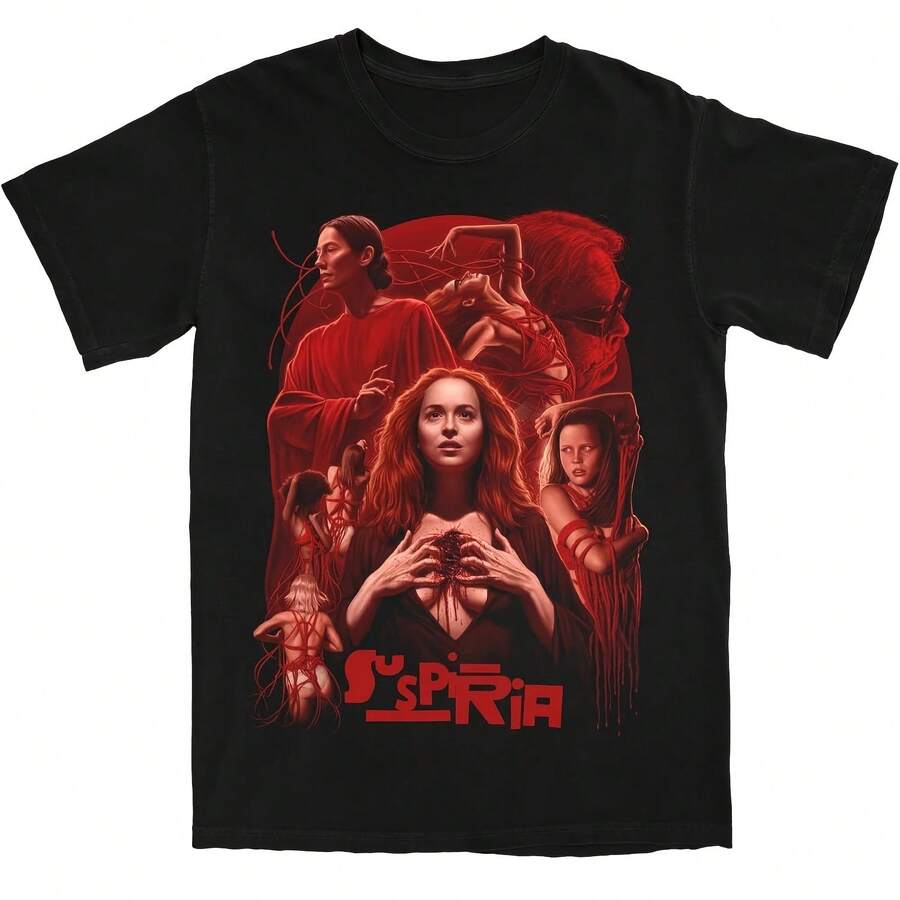 Suspiria Horror Movie Graphic T-Shirt, Retro Style, Classic Cult, Witchcraft, Horror, Streetwear, Cotton, Oversized - 彩色 - 查看 1
