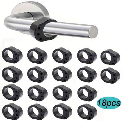 18 piezas Protector de pared para tope de puerta, amortiguadores de manija de puerta de silicona transparente/negro, cojín autoadhesivo reutilizable para pomo de puerta, previene daños en la pared & reduce el ruido, se adapta a la mayoría de los pomos de puerta, artículos esenciales para el hogar, oficina y apartamento