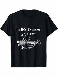 Camiseta de guitarrista con el nombre de Jesús, toca la guitarra B, como regalo. Esta camiseta de algodón de 220g combina comodidad, durabilidad y estilo deportivo, lo que la hace perfecta p - Negro - Ver 1
