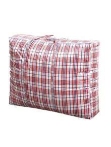 Large Sturdy And Durable Moving Packing Bag, Reusable Zipper Storage Bag, Large Capacity Clothing Storage Bag, Extra Large Plastic Grid Laundry Shopping Bag With Zipper And Handles, Foldable Portable Travel Beach Bag, School Storage Bag, Teacher Storage Bag, Suitable For Commuting, School, Shopping, Travel, Vacation, Holiday And Beach Occasions. - One Size - View 10