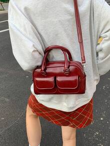 (Excluding Pendant Accessories)1pc Women's PU Leather Sling Bag Bowling Bag Fashionable, And High-End Minimalist A New Spring And Summer Bag - Multicolor - View 9