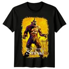Camiseta The 7th Voyage of Sinbad para hombre, camiseta clásica de los años 50 con gráfico de monstruo ciclope de película de aventuras de fantasía, camiseta de manga corta para fanáticos de - Multicolor - Ver 1