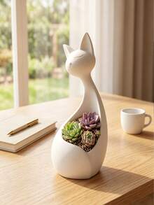 1pc Multifunctional Cat-Shaped Storage Decor, Can Be Used As A Vase. Multi-Purpose Plant Pot And Key Storage Box, 2-In-1 Resin Desktop Organizer, Creative Succulent Planter, Entryway Key Holder, Minimalist Home Decor - A - View 12
