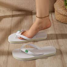 Sandal Jepit Wanita, Sandal Datar Pantai Musim Panas yang Modis, Sandal Selop Kasual Sederhana untuk Dalam dan Luar Ruangan - Putih A - View 2