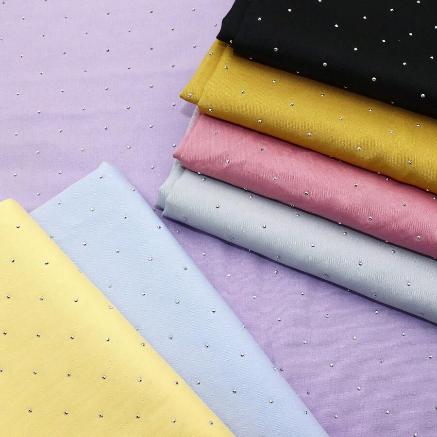 Hotfix Rhinestone Crystals Polyester Fabric For DIY Crafts Material For Quilting, Pillow Making, Clothing, Gift Wrapping, Home Decor, Clothing Customization | Cheerful Design | Durable Fabric, DIY Wallet Making - Default - View 1