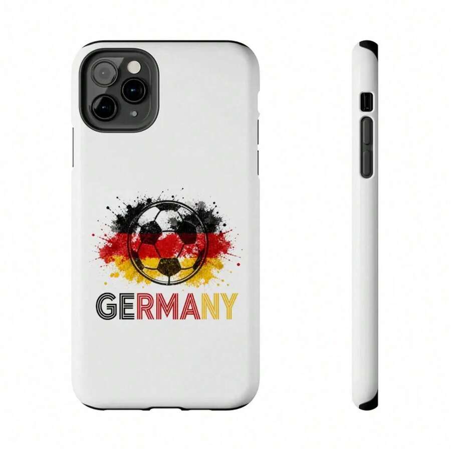 [Expédition 24h depuis DE] Étui de téléphone style football thème Allemagne, fond blanc très reconnaissable avec design de couleurs contrastées, résistant aux chocs, résistant à l'usure et texture douce pour la peau, compatible avec les modèles principaux, convient pour Apple 17/16/15/14/13/12/11/X/Pro/Plus/Pro Max, ainsi que S21/S22/S23/S24/S25/S26FE/Ultra/Plus et autres modèles. Le premier choix pour regarder le football, Unders - Image 1 pièce - Voir 1