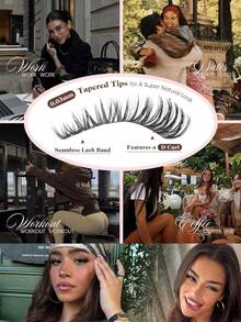Natural Eyelash Clusters, Fine Dense Eyelash Clusters, Cat Eye Clusters, Eyelash Extension Natural Effect 10-16mm Pre-Set Eyelash Map, Single Eyelash Clusters, Eyelash Clusters - D - View 4