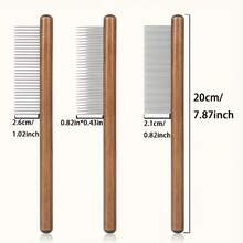 Comfortable Wooden Handle Comb For Cats And Dogs - Stainless Steel Teeth, Suitable For Long And Short Hair, Pet Grooming Tool, Stainless Steel Comb, Wooden Handle Grooming Tool - Fine Teeth - View 4