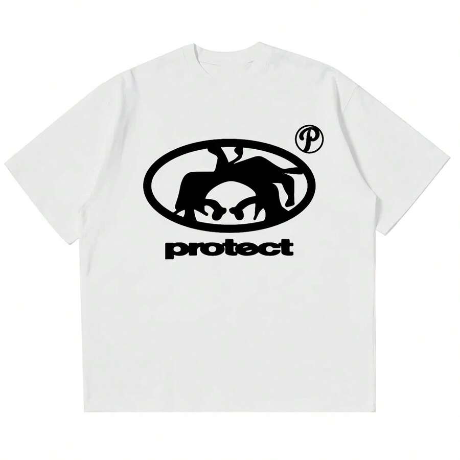 Camiseta para hombre, Top 100% de algodón puro, camiseta de manga corta Harajuku de verano, camiseta Retro de moda coreana Y2k Street, camiseta de manga corta - Multicolor - Ver 1