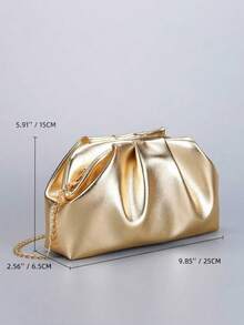 Nuevo bolso de mano plisado tipo nube en dorado, diseño de nicho, adecuado para fiesta, evento formal, boda, cita, compras - Dorado - Ver 3