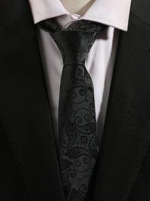 1 pieza Corbata de hombre con estampado oscuro de cachemira en color negro, estilo versátil para negocios formales y bodas - Negro - Ver 1