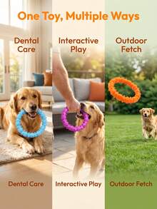 1pc Spiky Ring Dog Chew Toy, Durable TPR Teething Toy, Suitable For Small/Medium Dogs Dental Care & Oral Hygiene, Rubber Material, Durable Elasticity, Can Be Used For Interactive Fetch - Multicolor - View 3