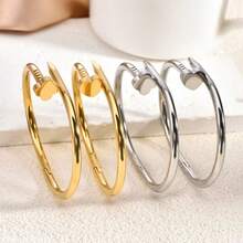 1pc Stainless Steel Heart Clover Stud Bracelet Five-Leaf Clover Bracelet Fashion Versatile Non-Fading Daily Wear Jewelry - Multicolor - View 5